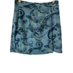 Title Nine Skorts Sz Small Teal Blue Swirls Faux Wrap Athleisure Running Hiking…